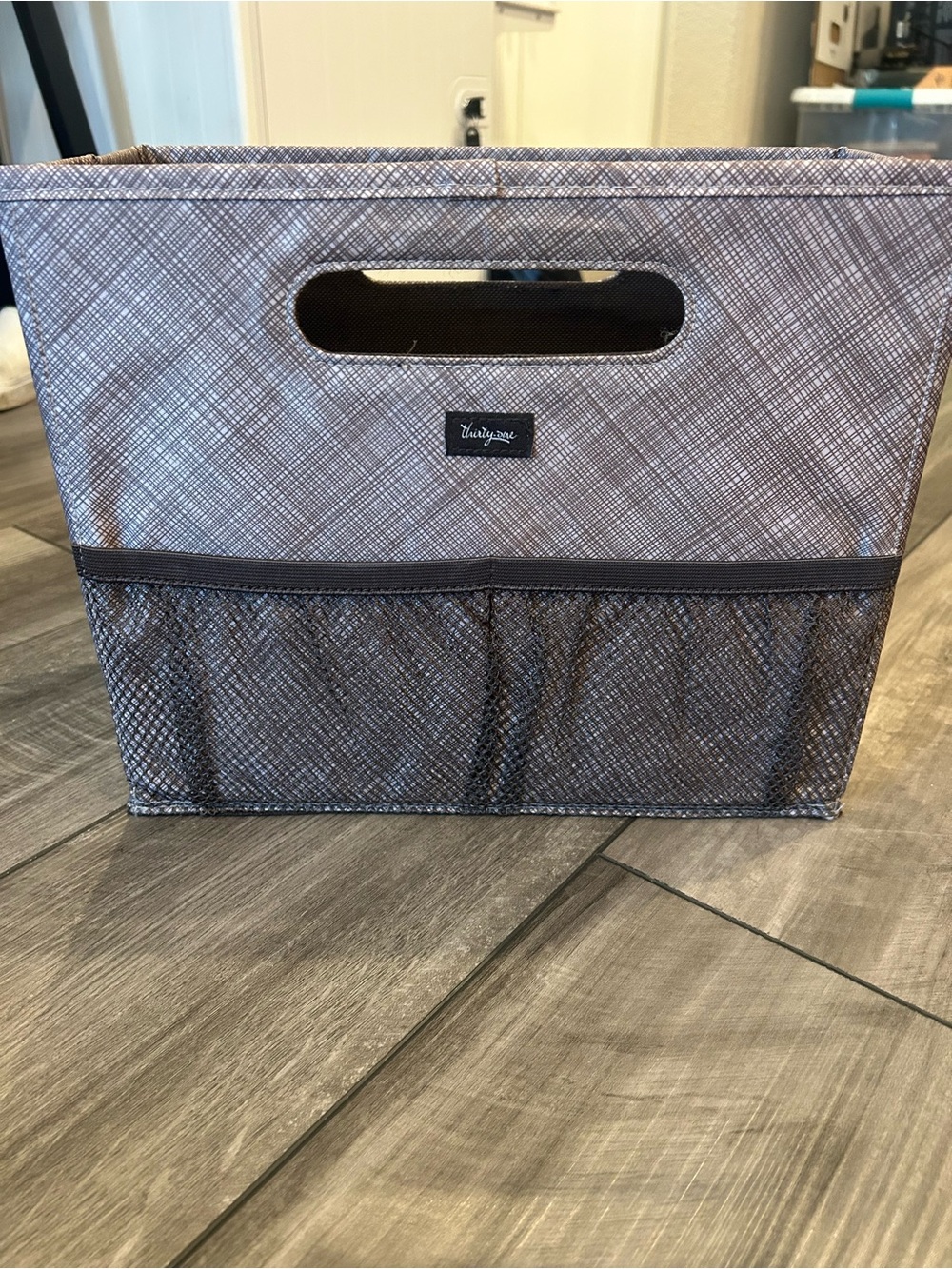 Thirty-One Collapsible Fold n File Storage Bin in Heathered Gray